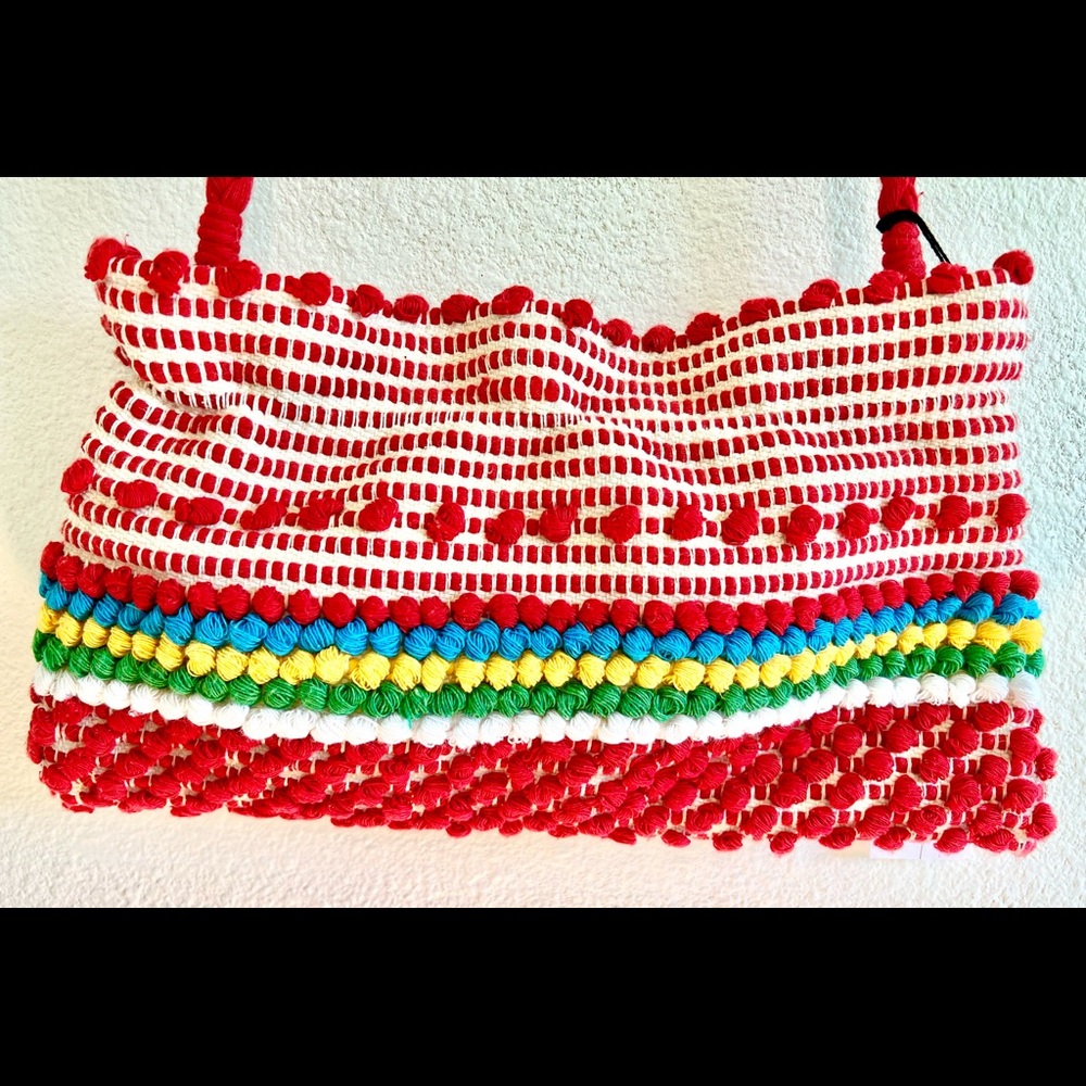 NWT! Antonello Tedde colorful soft knit geometric tote shoulder bag